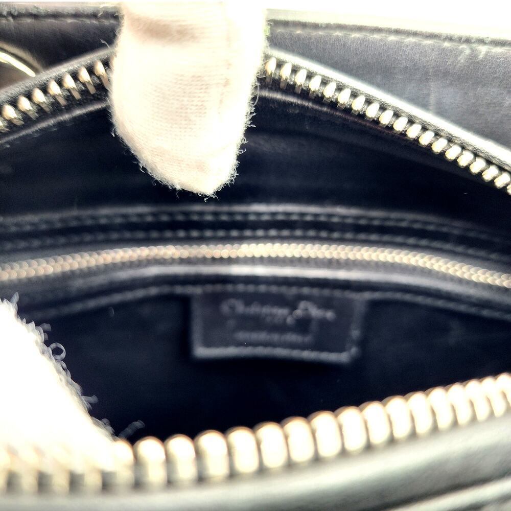 CHRISTIAN DIOR Black Leather Studs Embellished Medium Lady Dior Tote RARE - Picture 16 of 17